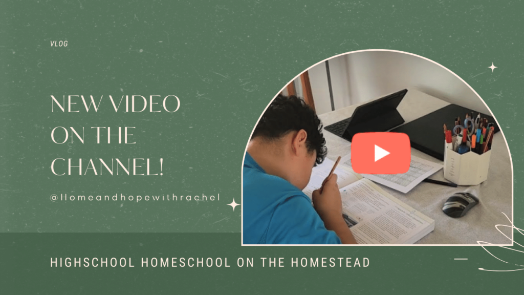 Sage green thumbnail indicating new video on the channel Highschool homeschool